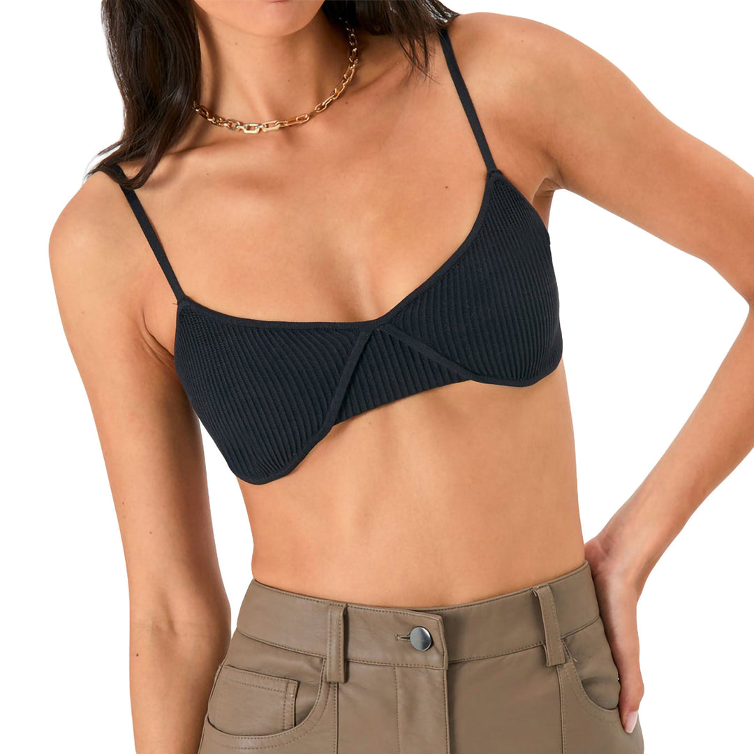 Damen Crop-Top mit Rippstruktur und verstellbaren Spaghettiträgern EB