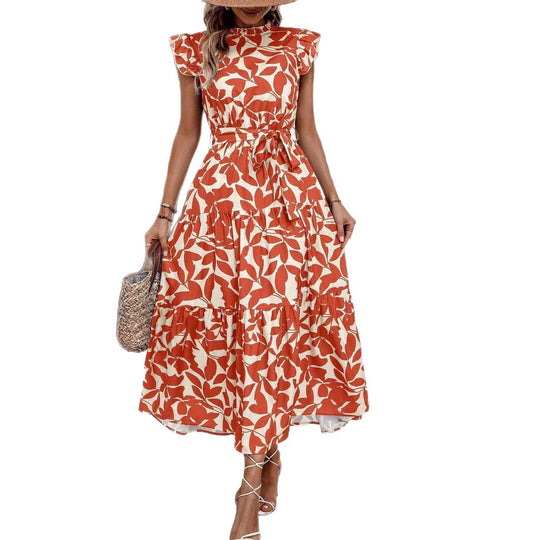 Damen Maxikleid mit Rüschendetails und floralem Print EB