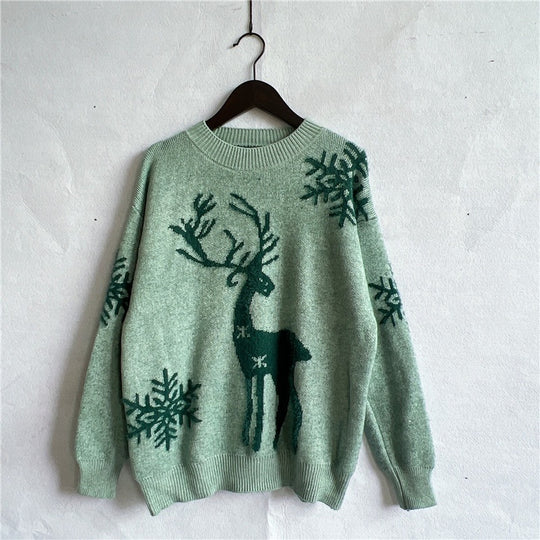 Damen Weihnachtspullover mit festlichem Rentierdesign und hochwertiger Strickqualität EB