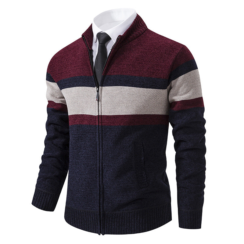 Herren Strickjacke mit strukturiertem Design und hochschließendem Kragen EB