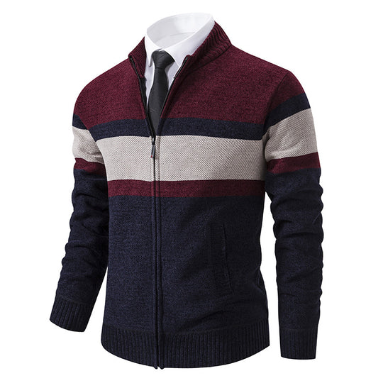 Herren Strickjacke mit strukturiertem Design und hochschließendem Kragen EB