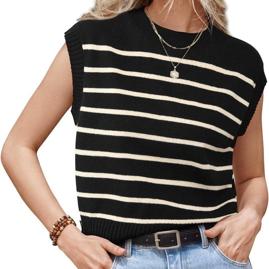 Damen lässiges gestreiftes Stricktop EB