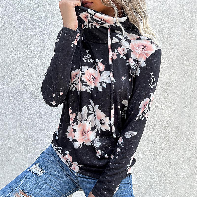 Damen gemütlicher Hoodie mit floralem Design und lässigem Schnitt EB