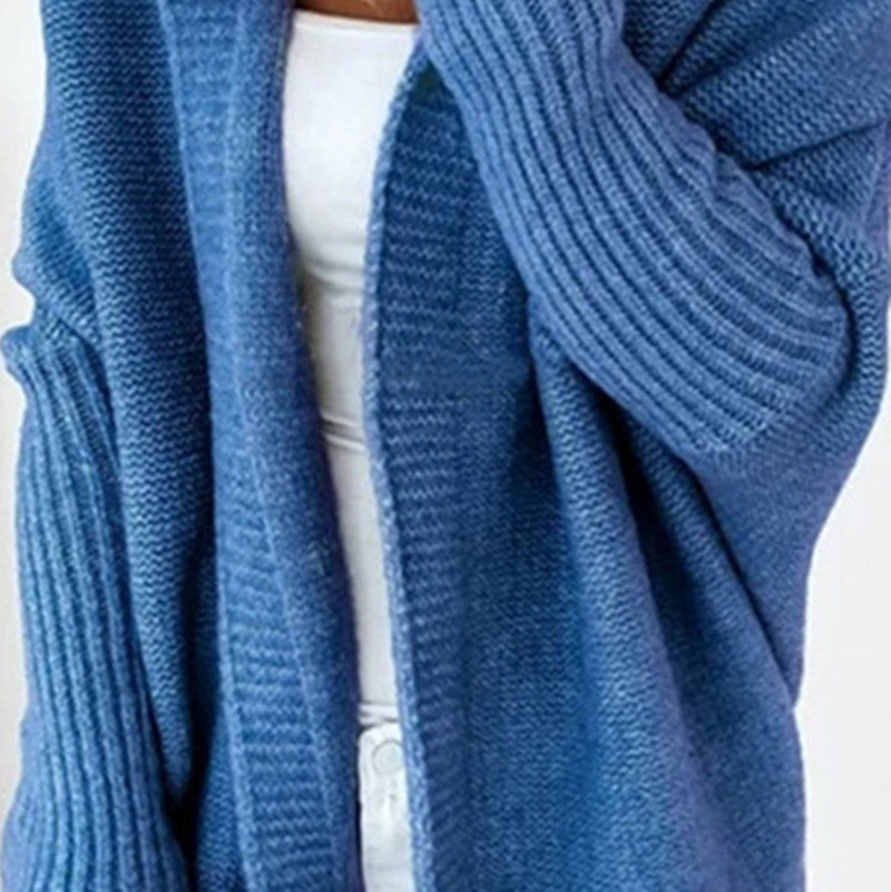 Damen Longline Kapuzen-Strickcardigan mit offener Front EB