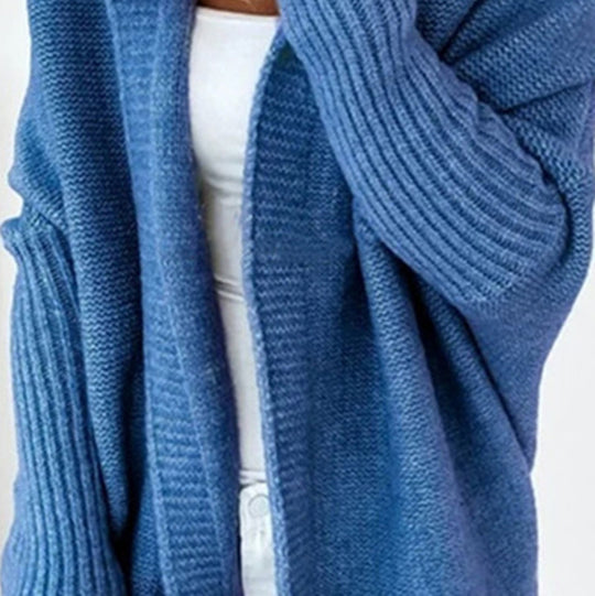 Damen Longline Kapuzen-Strickcardigan mit offener Front EB