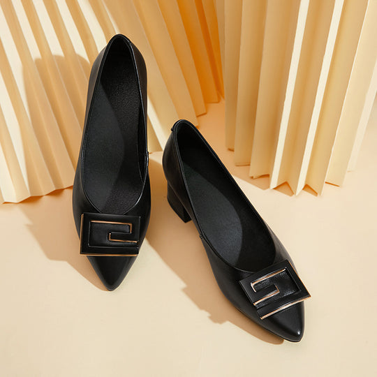 Damen Elegante Pumps mit modischer Schnallenverzierung und bequemem Blockabsatz EB