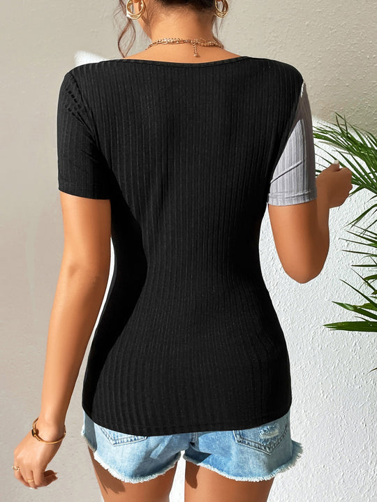 Damen modisches T-Shirt mit asymmetrischem Design EB