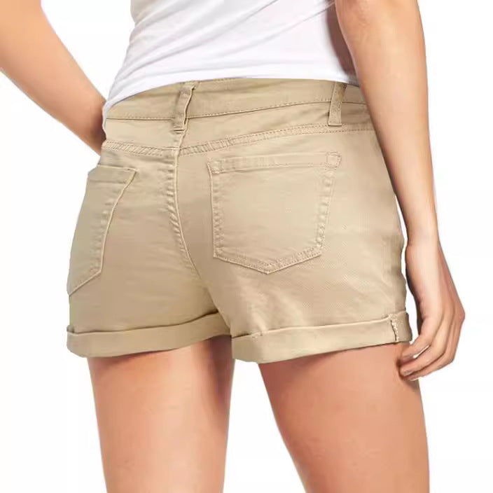 Damen Modische Destroyed Shorts aus Denim mit lässigem Schnitt und fransigen Details EB
