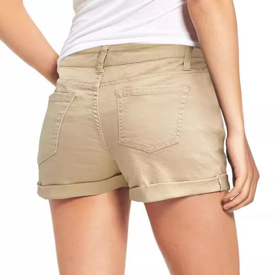 Damen Modische Destroyed Shorts aus Denim mit lässigem Schnitt und fransigen Details EB