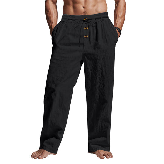 Herren lässige Freizeithose mit verstellbarem Kordelzug und praktischen Seitentaschen EB
