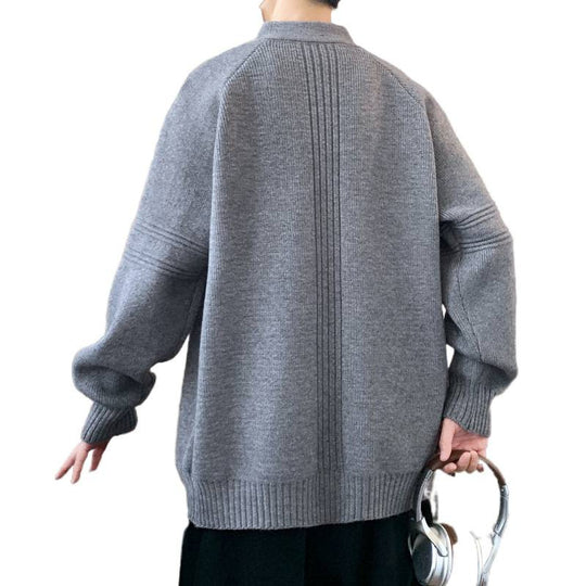 Herren Strickjacke mit hochgeschlossenem Kragen und Reißverschluss EB