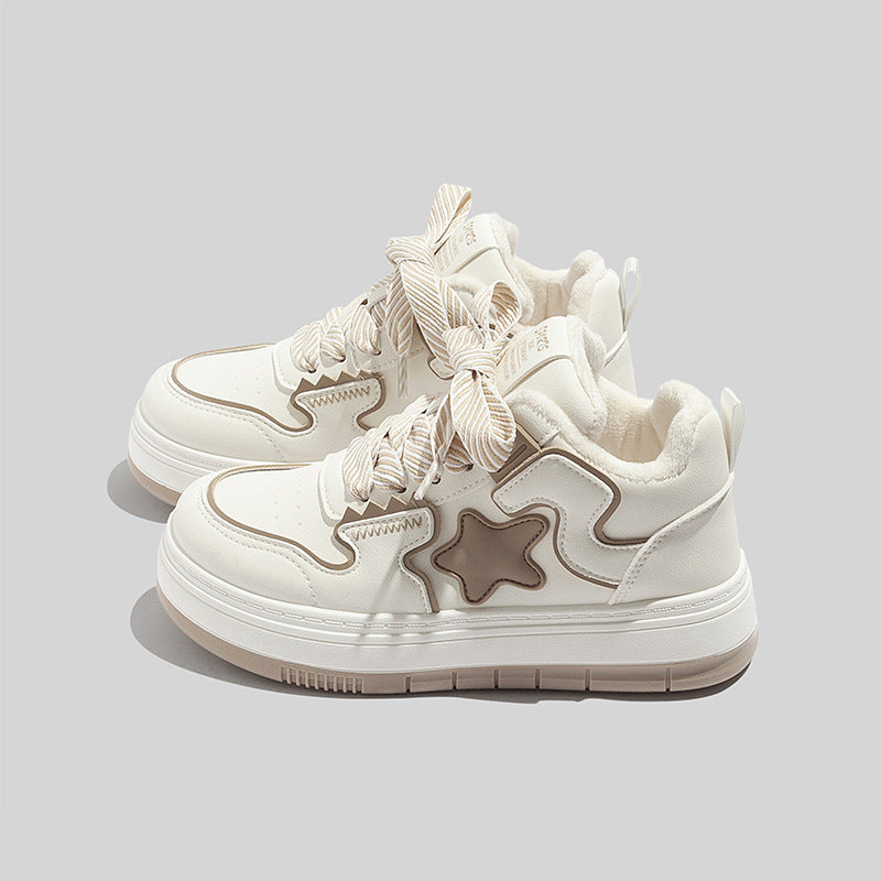 Damen Sportliche Winter Sneakers mit warmem Futter und verspieltem Sternenmotiv EB