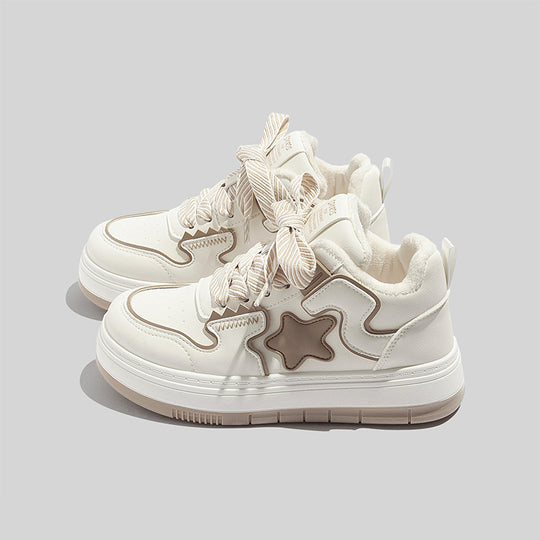 Damen Sportliche Winter Sneakers mit warmem Futter und verspieltem Sternenmotiv EB