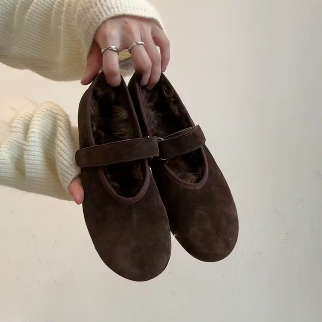 Damen Mokassins mit elegantem Riemen und kuscheligem Innenfutter EB
