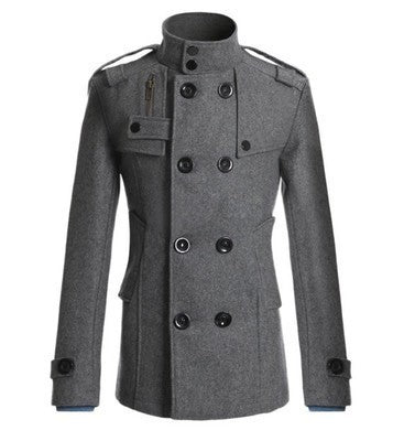 Herren modischer Doppelreihiger Mantel mit praktischen Taschen und elegantem Kragen EB