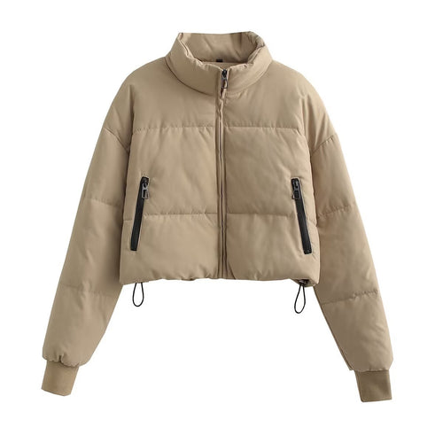 Damen cropped Steppjacke mit hohem Kragen und praktischen Reißverschlusstaschen EB