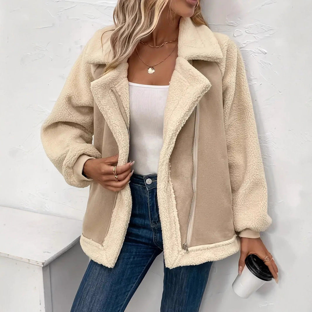 Damen Jacke aus kuscheligem Fleece mit Reißverschluss und oversized Schnitt EB