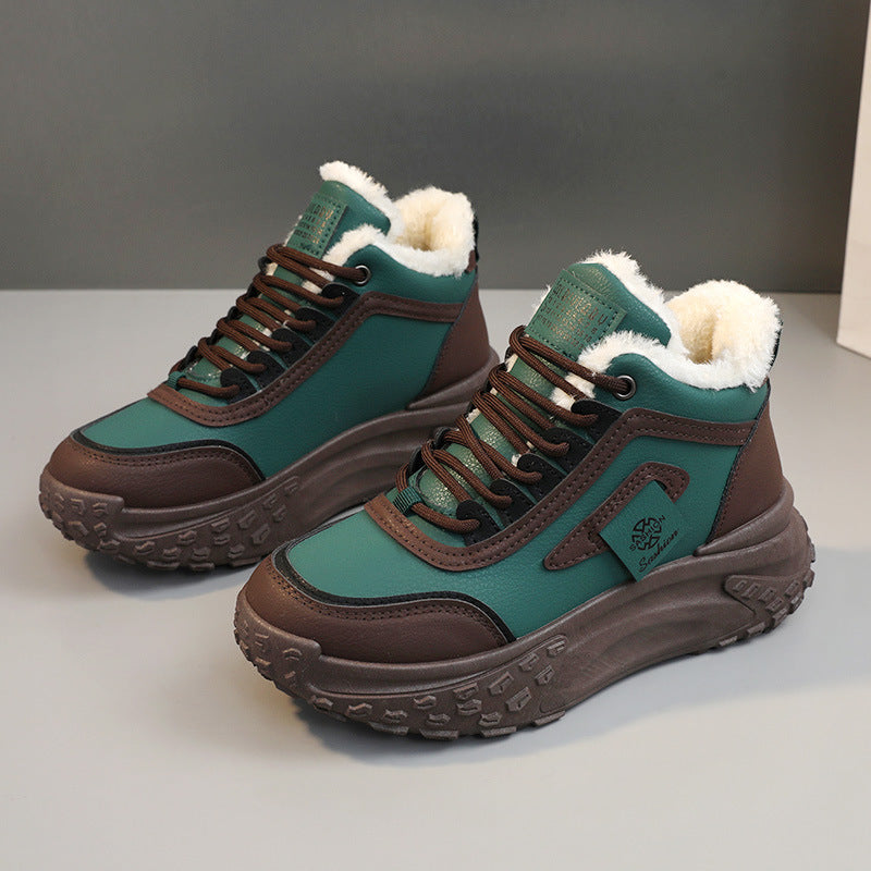 Damen modische Hochschnitt Sneakers mit warmem Futter und rutschfester Sohle EB