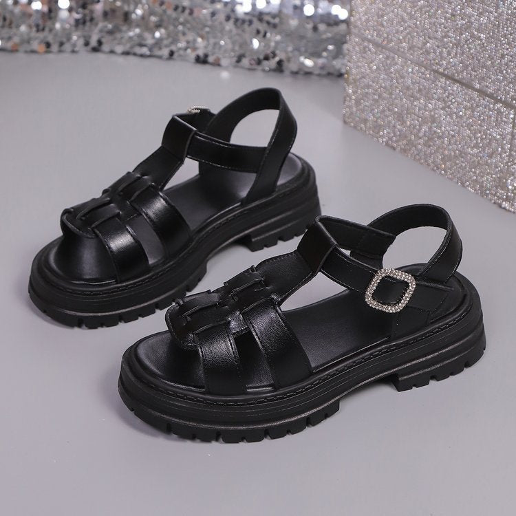 Damen komfortable Riemensandalen mit modischer Schnallenverzierung EB