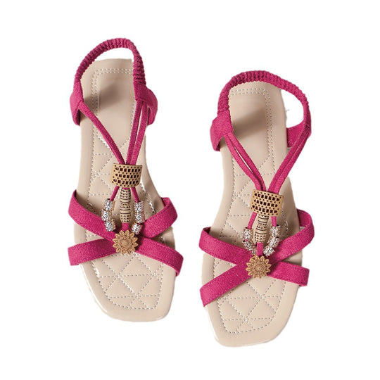 Damen Zierliche Sandalen mit dekorativen Anhängern EB