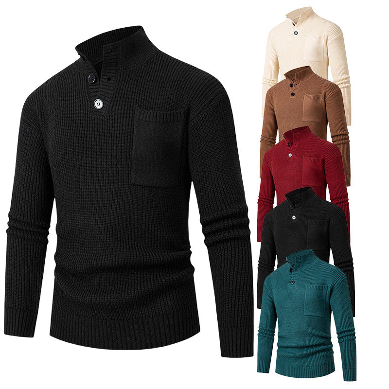 Herren Hochwertiger Pullover mit Modalmuster und Brusttasche EB