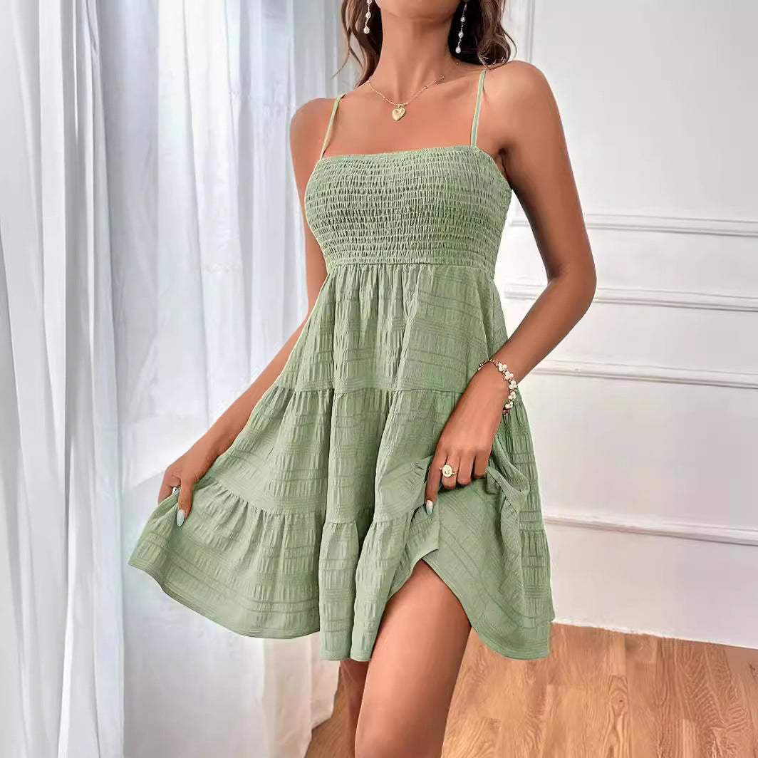 Damen Sommerkleid mit schulterfreiem Schnitt und lässiger Passform EB