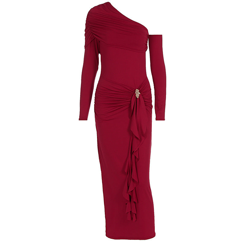 Damen elegantes Wickelkleid mit asymmetrischem Design und raffinierten Drapierungen EB