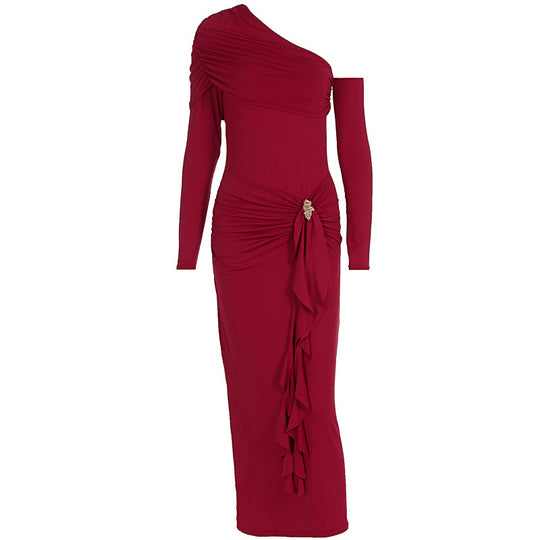 Damen elegantes Wickelkleid mit asymmetrischem Design und raffinierten Drapierungen EB