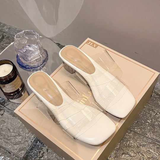 Damen Modische Mules mit blockiertem Absatz und komfortablem Fußbett EB