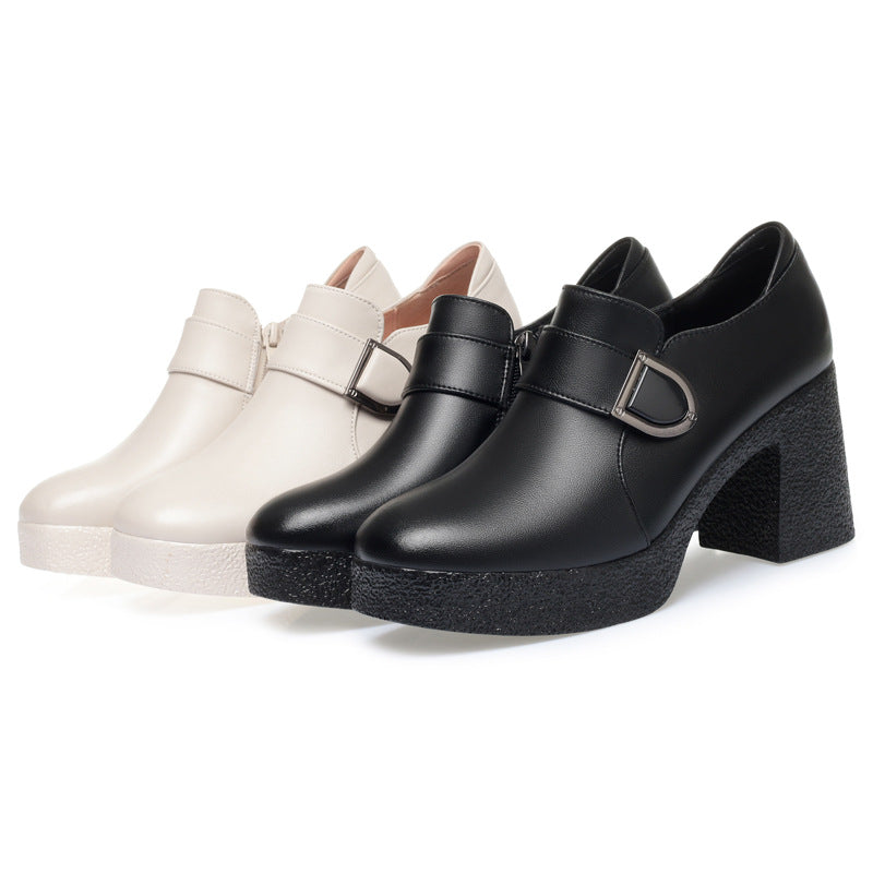 Damen Modische Chunky-High-Blockabsatzschuhe mit modernem Riemen EB
