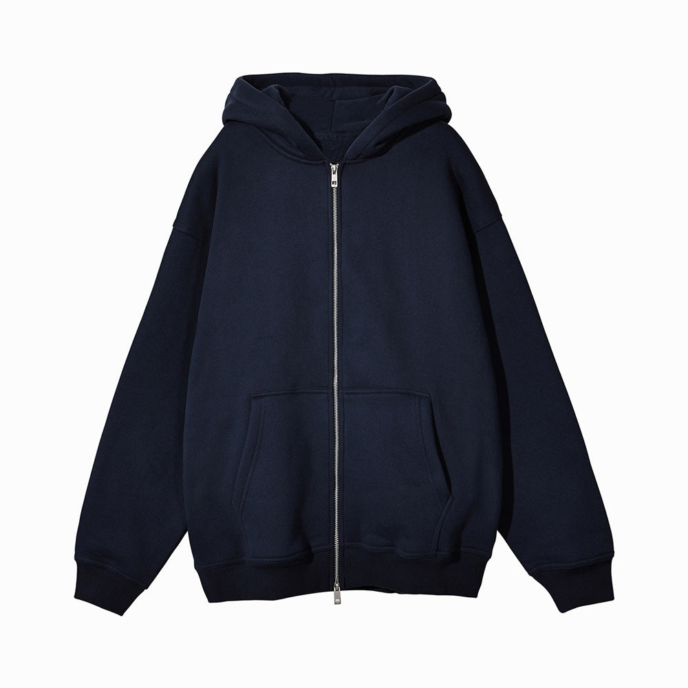 Unisex nan lässige Kapuzenjacke mit robustem Metall-Reißverschluss doppellagiger Kapuze und tiefen Känguru-Eingrifftaschen EB