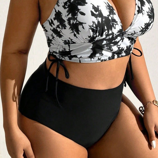 Damen Hochgeschnittener Bikini mit floralem Muster EB