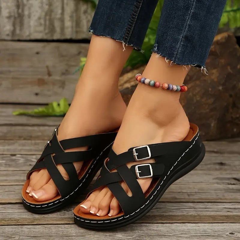 Damen Komfortable Clogs mit modischem Cross-Design EB