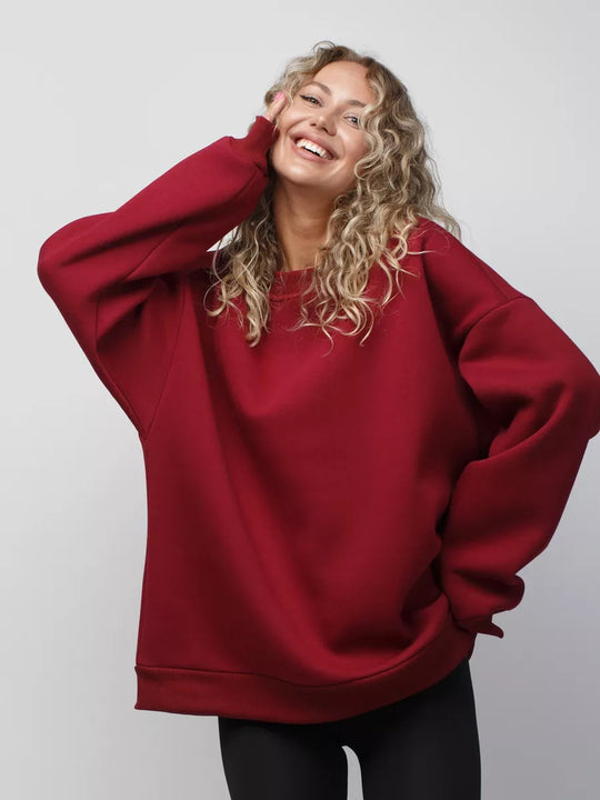 Damen Oversized Sweatshirt mit lässigem Schnitt und hohen Bündchen EB