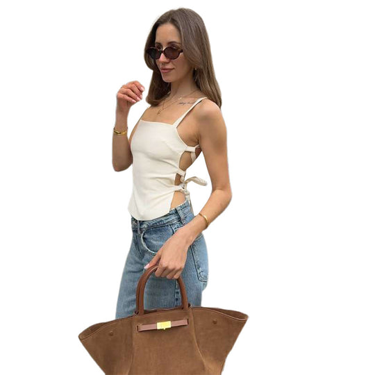 Damen Elegant geschnittenes Top mit raffinierten Schnürdetails EB