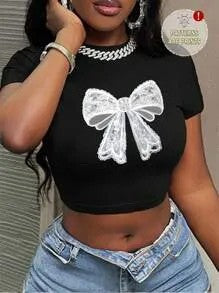 Damen Crop-Top mit künstlerischem Statement-Druck EB