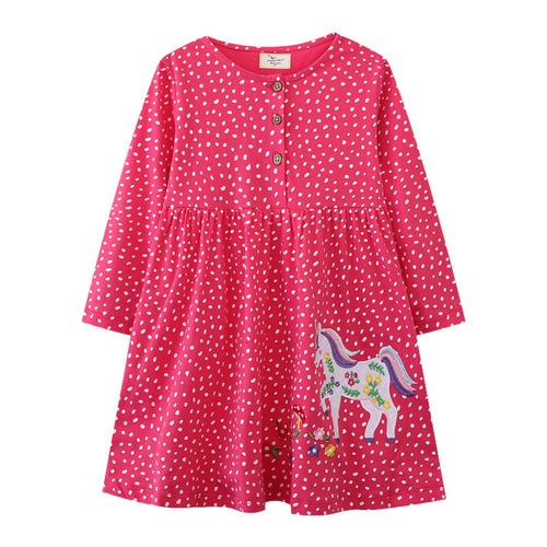 Mädchen Langarmkleid mit verspieltem Einhorn-Motiv EB