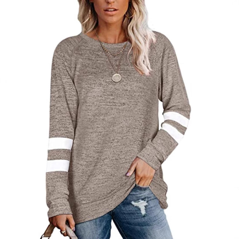 Damen lässiger Oversized Pullover mit sportlichen Streifendetails EB
