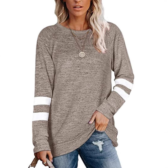 Damen lässiger Oversized Pullover mit sportlichen Streifendetails EB