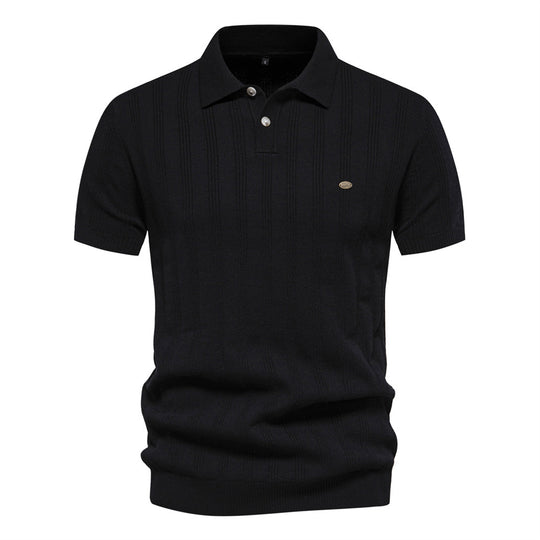 Herren Kurzarm Polo-Shirt mit strukturiertem Streifenmuster EB