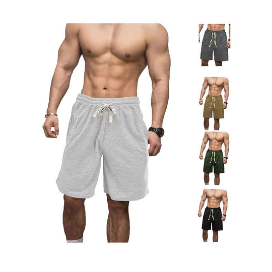 Herren nan lässige Sweatshorts mit elastischem Tunnelzugbund Eingrifftaschen und Used-Optik EB