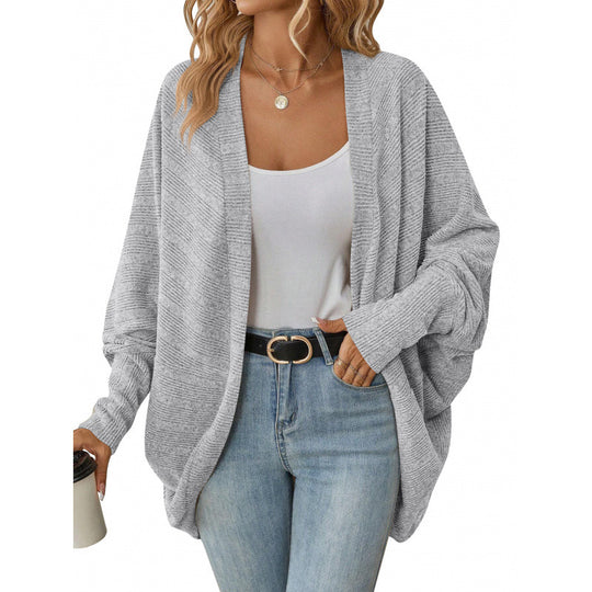 Damen lässige Strickjacke mit oversized Schnitt und lässigen Ärmeln EB