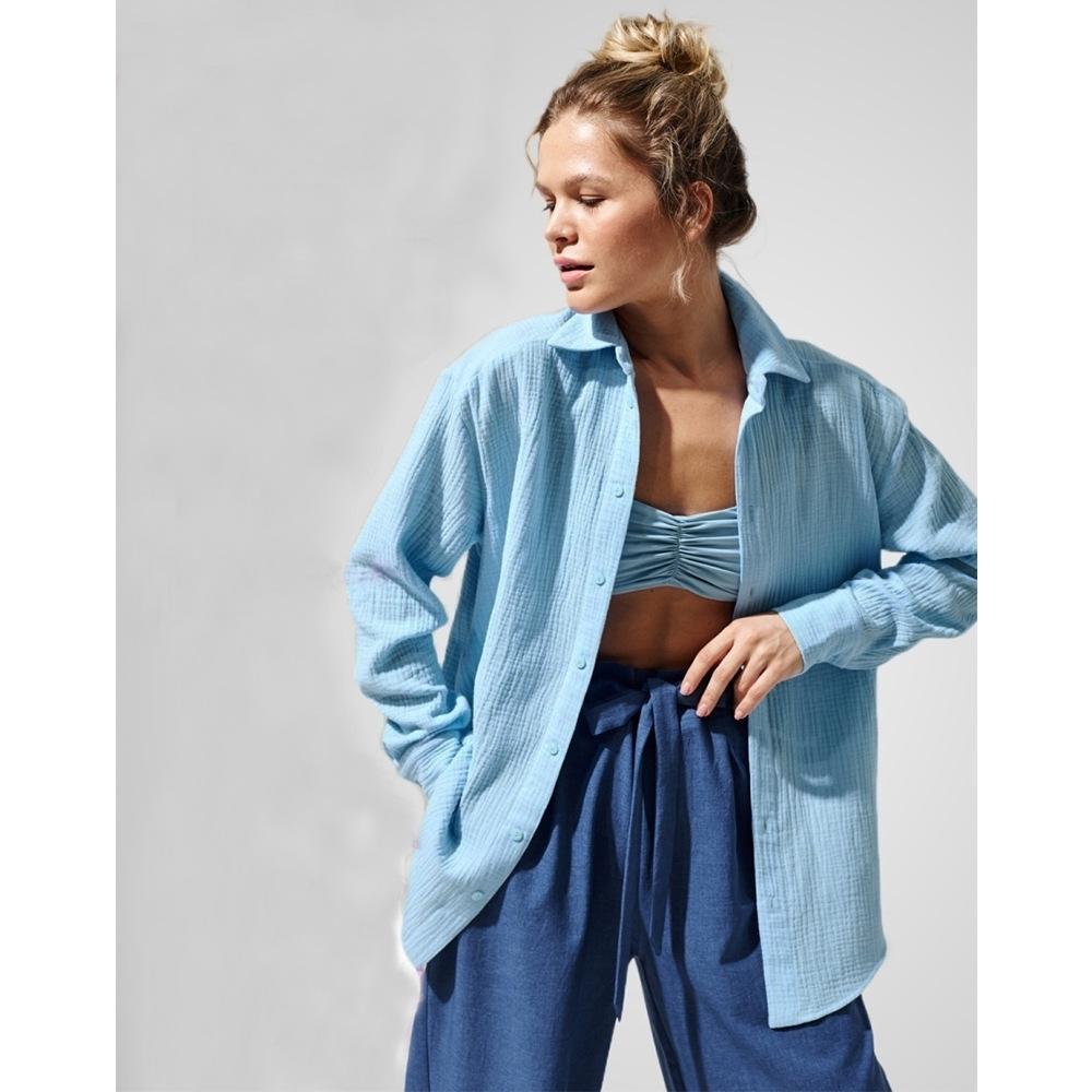 Damen Lässige Bluse im leichten Karo-Design mit langem Arm EB
