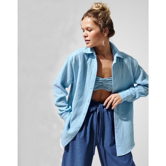 Damen Lässige Bluse im leichten Karo-Design mit langem Arm EB