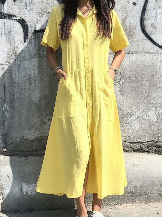 Damen Hemdkleid mit Knopfdetails und praktischen Taschen EB