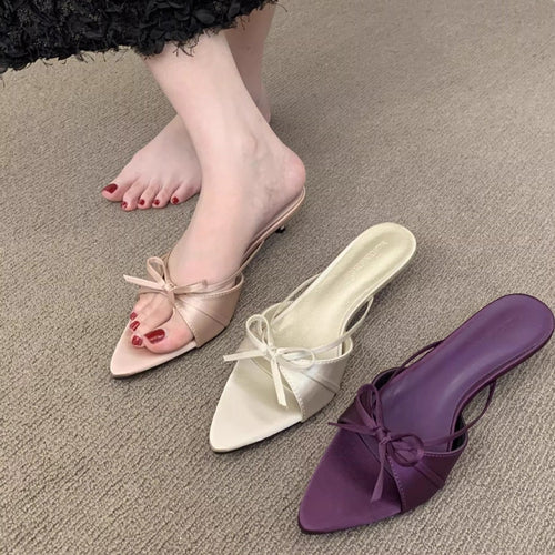 Damen elegante Sling-Sandalen mit modischem Schleifendetail und komfortabler Sohle EB