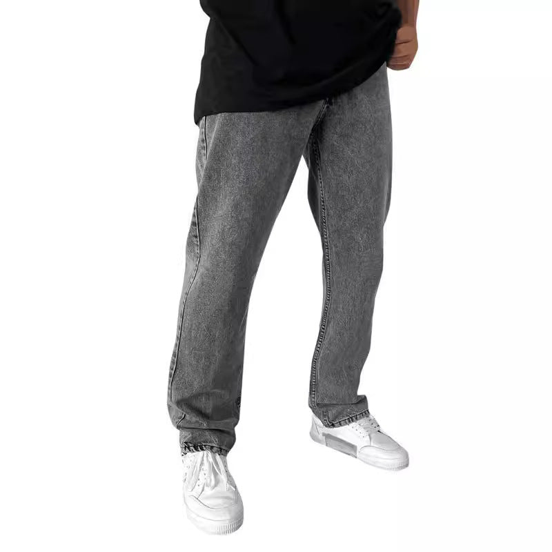Herren nan lockere Straight-Leg Jeans mit elastischem Bundsaum und entspannter Passform EB