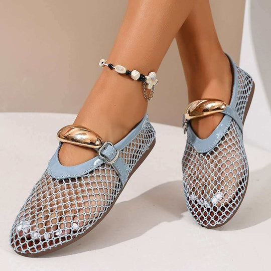 Damen Stilettos mit netzartigem Obermaterial und moderner Schnallenapplikation EB