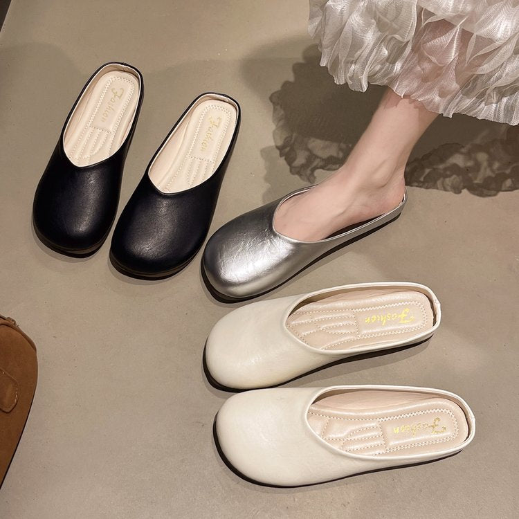 Damen modische Mules mit glänzendem Obermaterial EB