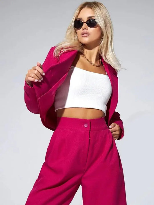 EB Cropped Blazer Set mit High-Waist schmal geschnittener Hose